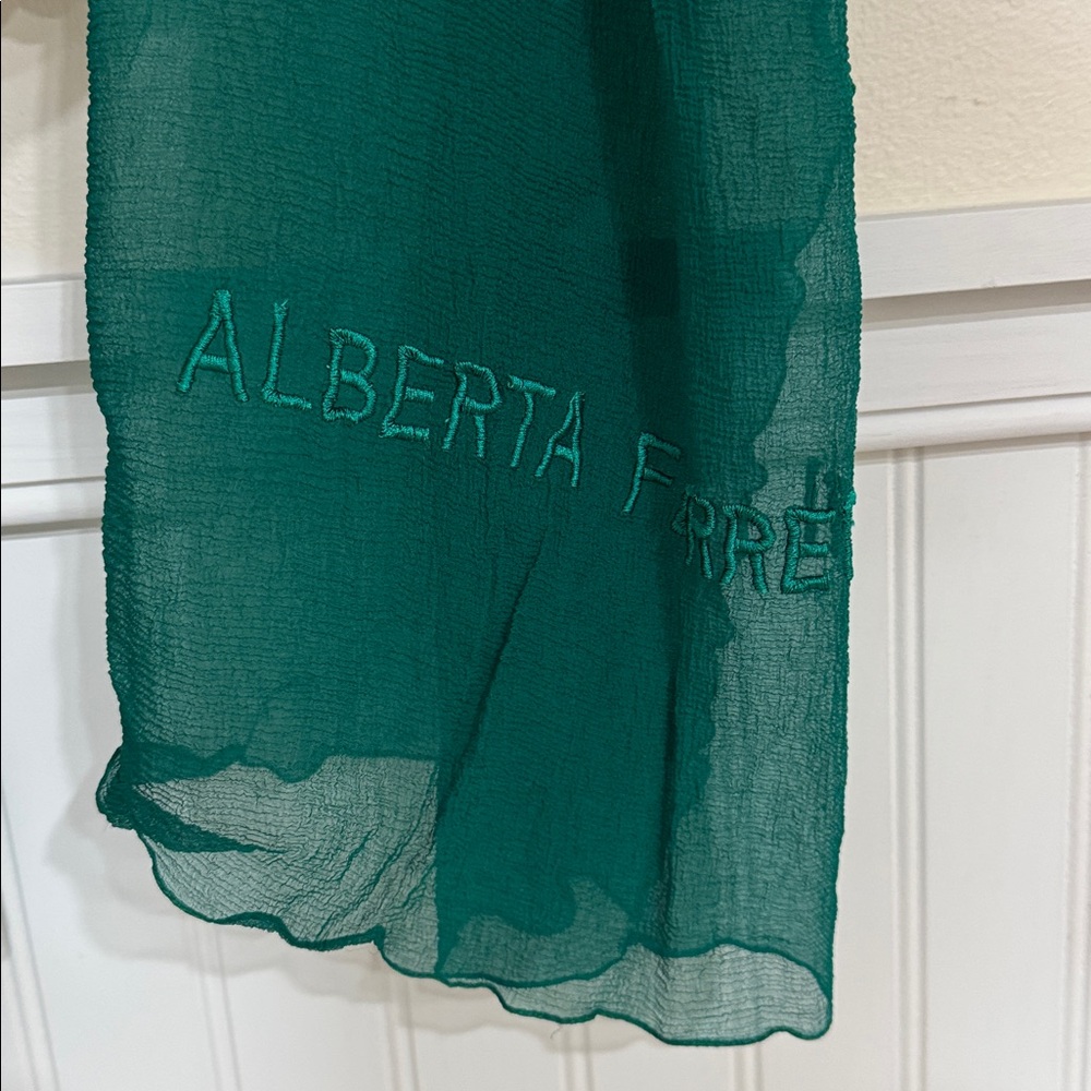 Alberta Ferretti Green Sheer Silk Scarf
